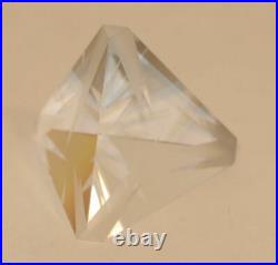 Steuben Crystal 2-3/4 Inch Nova Etched Rays Pyramid Paperweight Figurine 8365