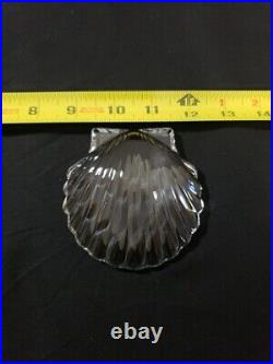 Steuben Sea Shell Paperweight Signed Lead Crystal Seashell Glass + Cloth Bag