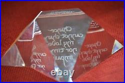 Steuben Signed Art Glass Crystal Paperweight w Poem Unique Keepsake