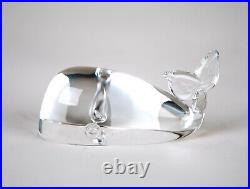 Steuben Whale Figurine Paperweight Sculpture #8075 Vintage Art Glass Signed