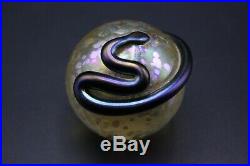 Steven Correia Iridescent Art Glass Snake Serpent Paperweight 1990