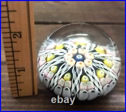 Strathearn Art Glass Millefiori 8 Radial Spoke Paperweight Scotland 2.5in