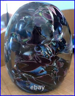 Stunning David Van Noppen Signed Studio Art Glass Blue & Purple Paperweight 1991