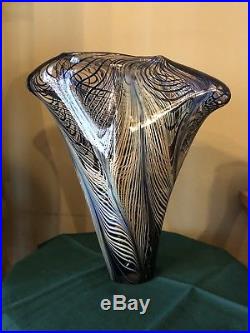 Stunning John Lotton Art Glass Paperweight Vase 1998 Blue 11