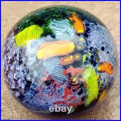 Stunning! Large Drew Ebelhare 1-92 Coral Reef/Ocean Iridescent Glass Paperweight