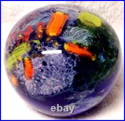 Stunning! Large Drew Ebelhare 1-92 Coral Reef/Ocean Iridescent Glass Paperweight