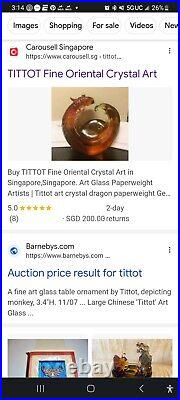 TITTOT Crystal Art Glass Dragon Piece, Marked Artist Signed elegant & detailed