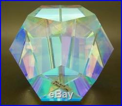 TOLAND SAND 12 Faceted Color Prisms 1996 Art Glass Paperweight, Apr 4.5Wx3.5H