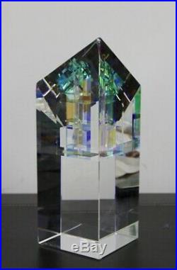 TOLAND SAND Dichroic Archit I Glass Sculpture/Paperweight, Apr 3.9Wx4Lx11.25H