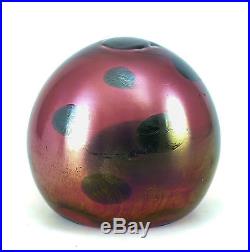 Tiffany Favrile Art Glass Paperweight, Spotted, Iridescent, c1920 with Makers Mark