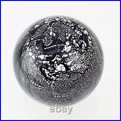 Tim Lazer Art Glass Paperweight 1994 Silver Foil 3-1/4 dia. Spectacle To View