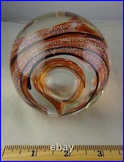 Tim Lazer Large Studio Art Glass Paperweight Abstract Iridescent Sparkle