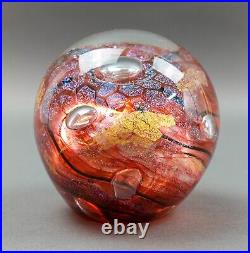 Tim Lazer Signed 2008 Dichroic Art Glass Paperweight 3 1/2