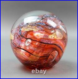 Tim Lazer Signed 2008 Dichroic Art Glass Paperweight 3 1/2