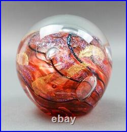 Tim Lazer Signed 2008 Dichroic Art Glass Paperweight 3 1/2