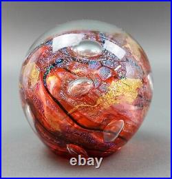 Tim Lazer Signed 2008 Dichroic Art Glass Paperweight 3 1/2