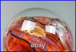 Tim Lazer Signed 2008 Dichroic Art Glass Paperweight 3 1/2