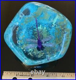 Timothy E Landers Dichroic Glass Dragonfly Moon Rock Paperweight Bubbles