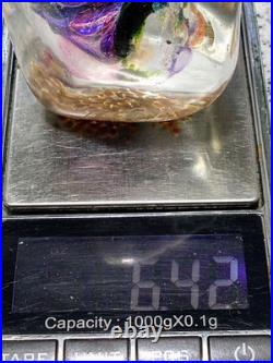 Timothy E Landers Signed Paperweight Dichroic Art Glass Moon Rock 2 1/2 in