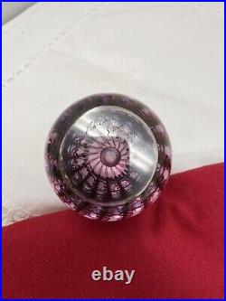 Tom Philabaum 1992 Signed Art Glass Paperweight Clear/Purple Stages