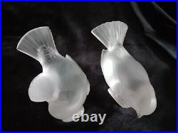 Two Vintage Lalique Bird Figurines French Crystal Art Glass FREE SHIPPING