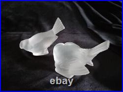 Two Vintage Lalique Bird Figurines French Crystal Art Glass FREE SHIPPING