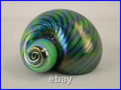 Unique Reid Signed Art Glass Iridescent Snail Shell Escargot Paperweight