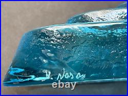 V. Nason Murano Glass Steamship Blue Figurine Paperweight Signed