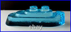 V. Nason Murano Glass Steamship Blue Figurine Paperweight Signed