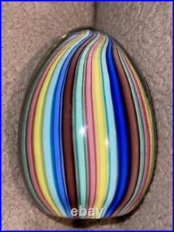 VINTAGE HAND BLOWN ITALIAN Murano art studio glass egg shaped paperweight