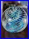 VINTAGE-ROLLIN-KARG-ART-GLASS-PAPERWEIGHT-Blue-SWIRL-WITH-BUBBLE-SIGNED-Rare-01-zaez