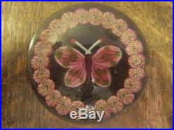 Vintage Signed Paul Ysart Glass Butterfly Paperweight