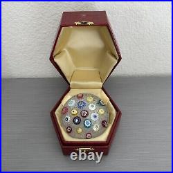 VTG 1973 Baccarat Scattered Millefiori Twists Glass Paperweight