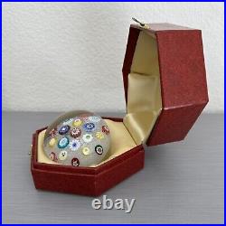 VTG 1973 Baccarat Scattered Millefiori Twists Glass Paperweight