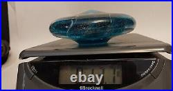 VTG 1996 Maytum Studios Iridescent Blue Disk Art Glass Paperweight Art Glass