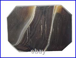 VTG Banded Agate Swirl Paperweight/Desk Sculpture -Facet Cut Dark Light Contrast