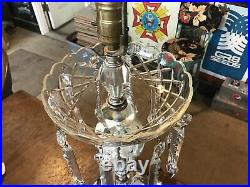VTG Mid Century St. Clair Art Glass Hand blown Paperweight Lamp w Crystal Prisms