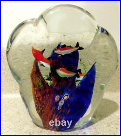 VTG Murano Italian Art Glass Fish Tank Aquarium Paperweight Sculpture Italy