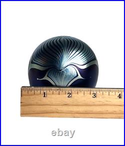 VTG Steve Correia Pulled Feather Paperweight Iridescent Golds Blues A-13-78-10