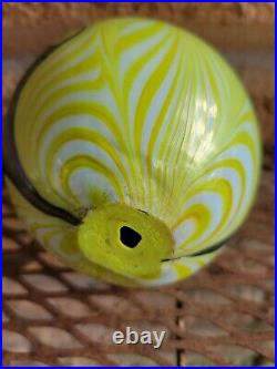 Vandermark Studio Signed Art Glass Egg Iridescent Pulled Feather 1976 Carnival