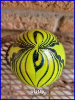 Vandermark Studio Signed Art Glass Egg Iridescent Pulled Feather 1976 Carnival