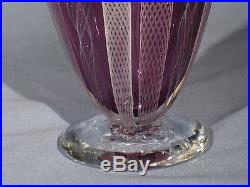 Vasel Hand Made Art Glass James Alloway Purple 15 Latticino Cane 8.25 inchTall