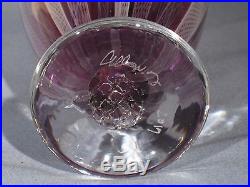 Vasel Hand Made Art Glass James Alloway Purple 15 Latticino Cane 8.25 inchTall