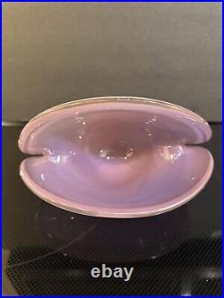 Venetian Murano Glass Archimede Seguso Pink Opalescent Clam Shell