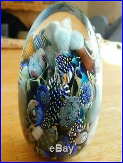 Vermont Blown Glass Egg Shaped Michael Egan Signed Art Glass Paperweight 2009