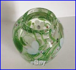 Very Fine Orient & Flume Art Glass Vase Paperweight Flowers & Vines Signed