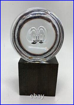 Very Rare Kosta Boda Crystal Double Orbs Spheres Paperweight Illusion Signed 0
