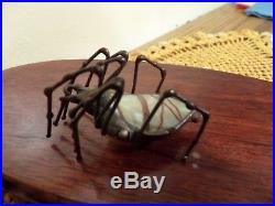 Very Rare Orient & Flume Bronze & Art Glass Spider Spectacular