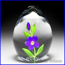Victor Trabucco 1981 blue flower ovoid miniature glass paperweight