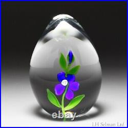Victor Trabucco 1981 blue flower ovoid miniature glass paperweight